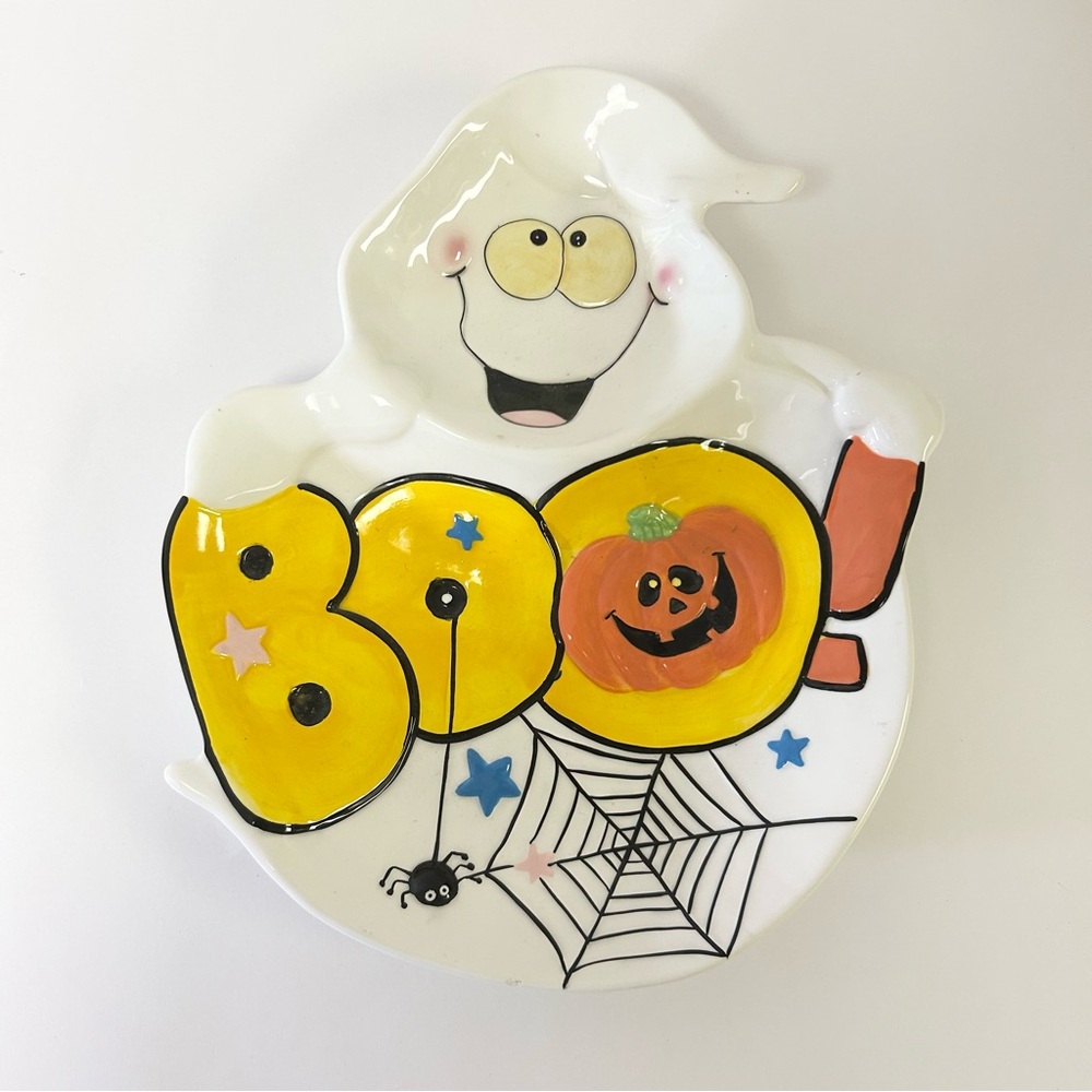 Vintage Chang Song Halloween Ghost, Pumpkin, Spider, BOO! Candy Bowl Dish Kmart